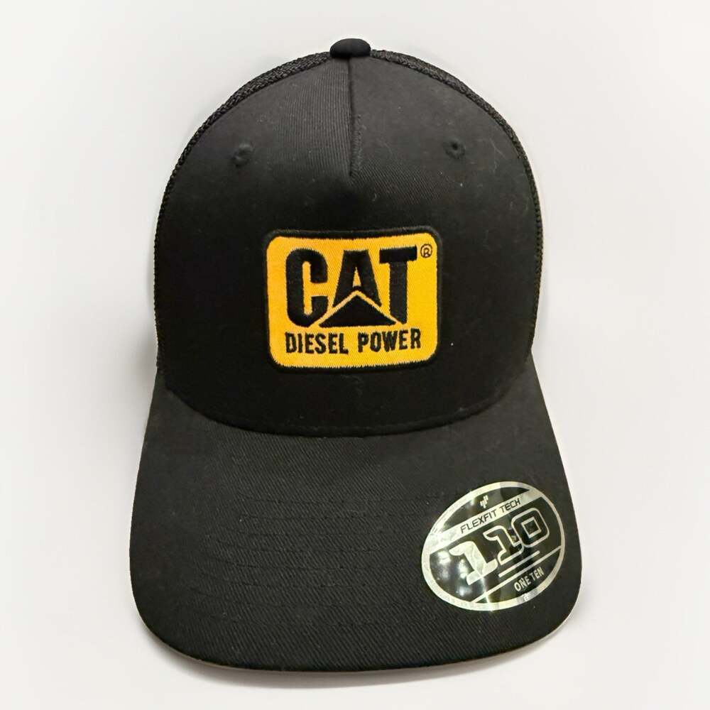 Cat Diesel Power Mens Black 110 Flexfit Adjustable SnapBack Trucker Hat Cap